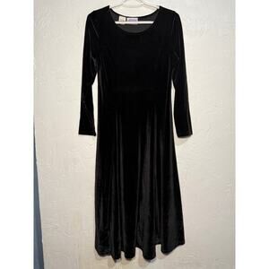 Storybook heirlooms vintage‎ midi velvet black dress womens 16 whimsigoth witchy